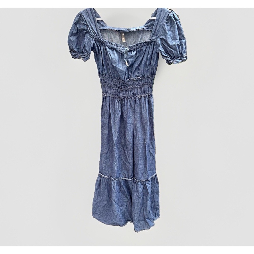 Indigo & Lace Dark Petite Small Smocked Country Western Cowgirl Dress 100% Cotto
